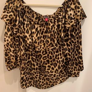 Vince Camuto leopard print off the shoulder top